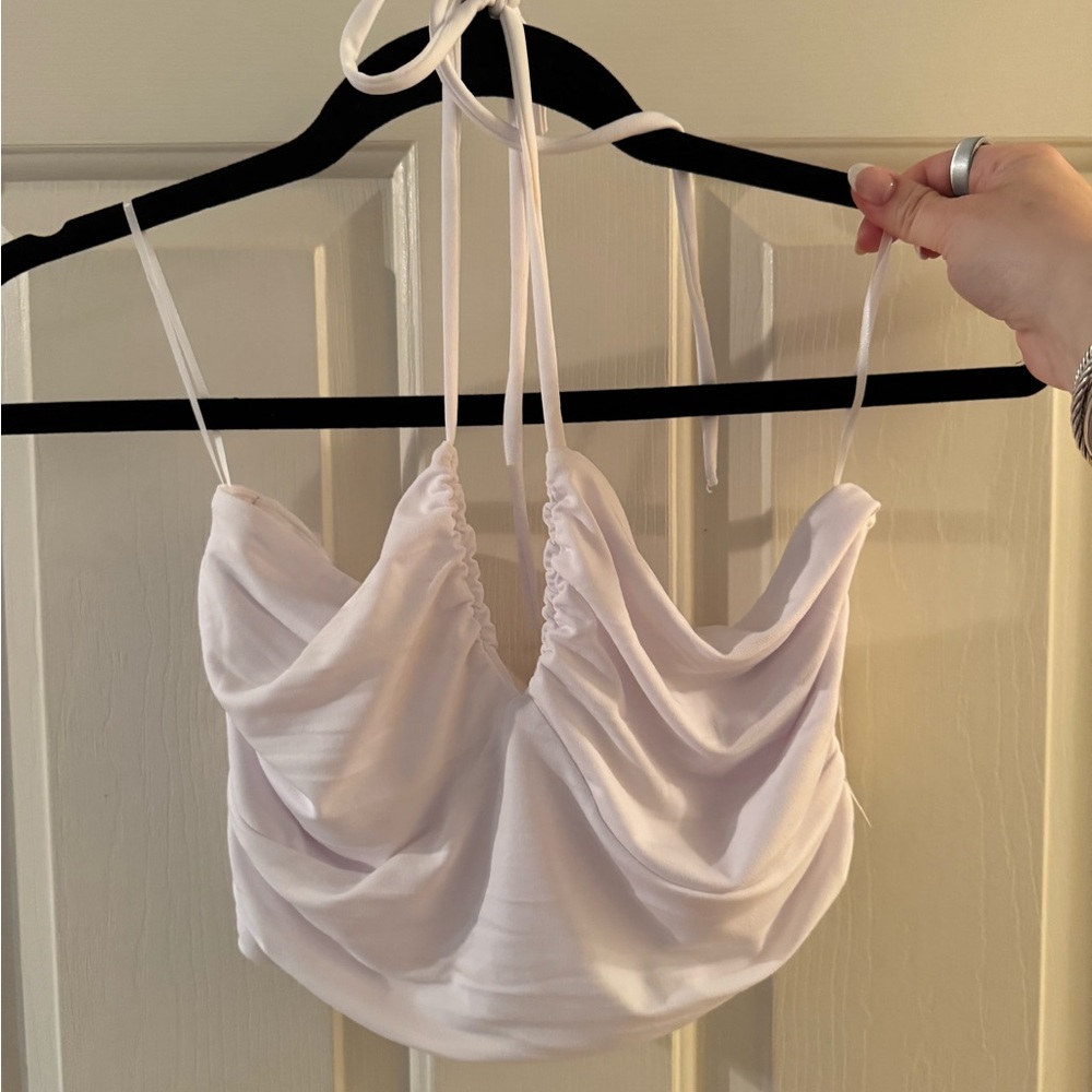 A&F white halter top